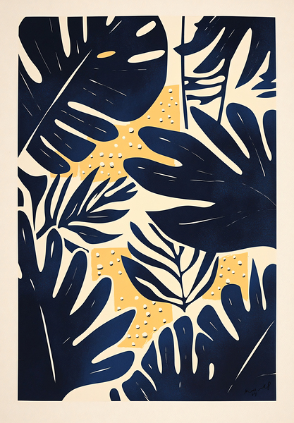 Monstera Leaves Cut Out Abstract Style of Matisse by Travelling Light