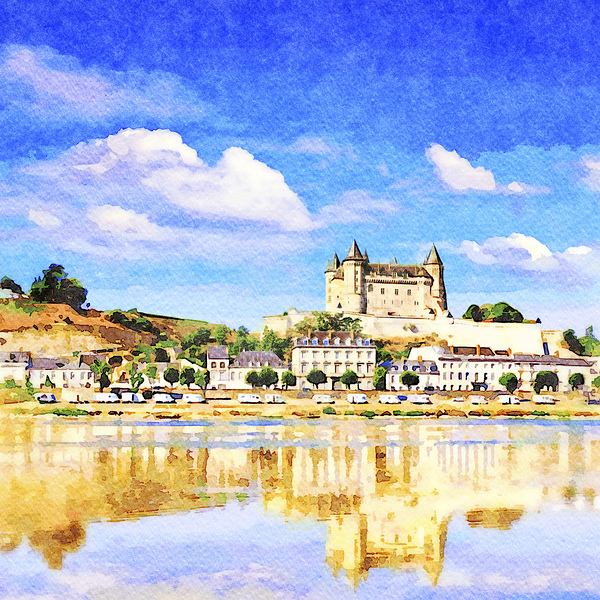 Saumur Loire Valley France Watercolour by Travelling Light