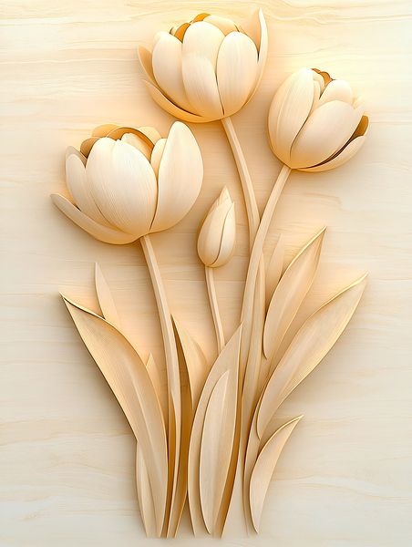 Warm Neutral Tulips Embossed by Travelling Light