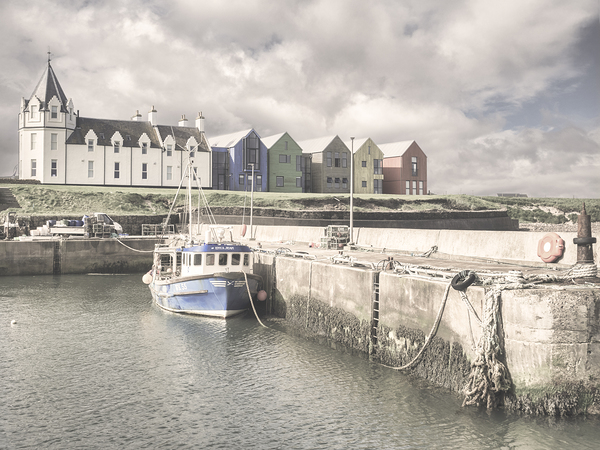 John o Groats the harbour and colourful buildings  by Travelling Light