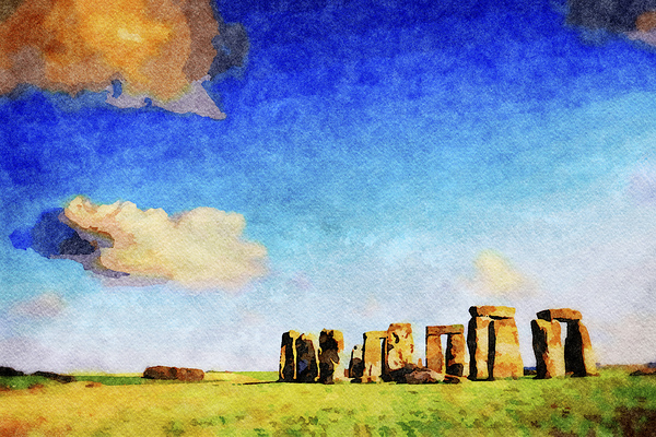 Stonehenge Summer Evening Watercolor by Travelling Light