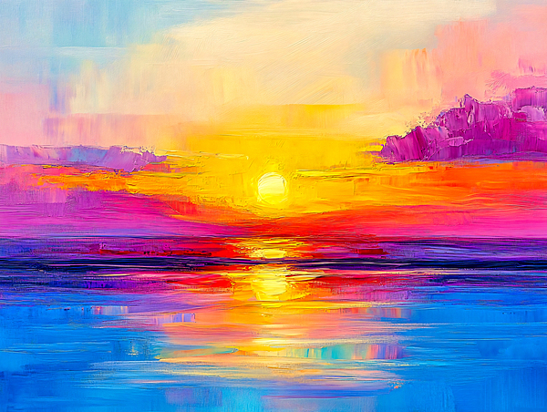 Sunset Over Water Vivid Colors by Travelling Light