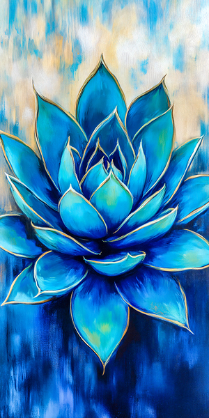 Blue Succulent Panel by Travelling Light