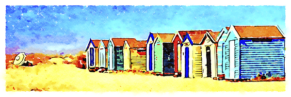 Beach Huts Watercolor by Travelling Light