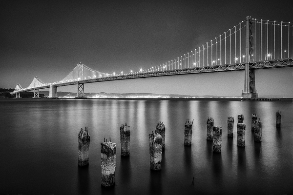 Night San Francisco Bay Bridge by Travelling Light