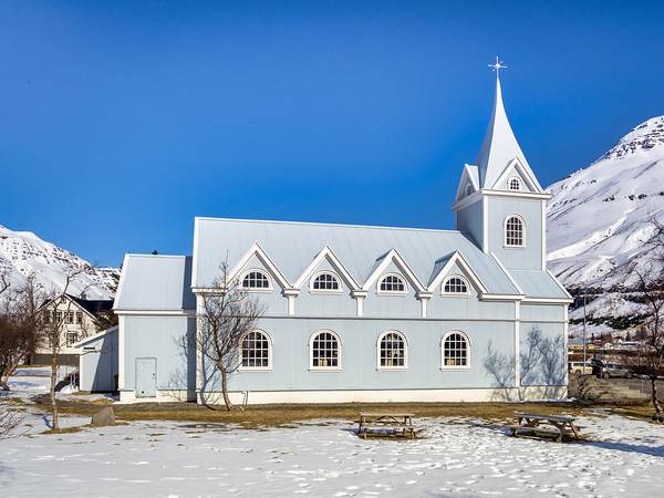Blue Church at Seydisfjordur East Iceland II by Travelling Light