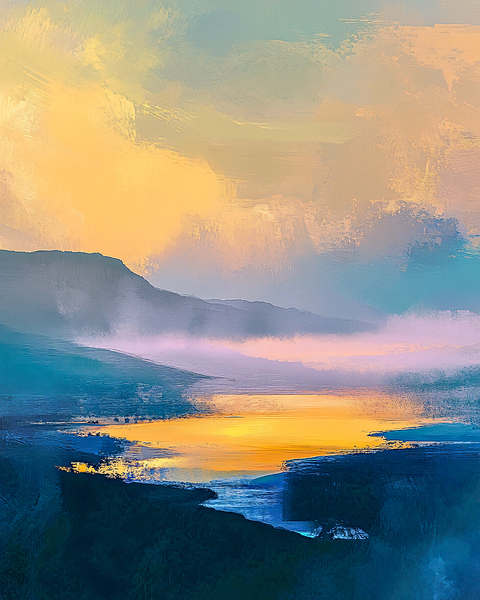 Soft Abstract Landscape Misty Valley by Travelling Light