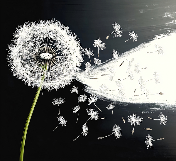 Dandelion Seed Pod Blowing in the Wind Print