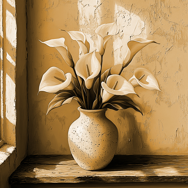 Calla Lilies Sepia Beige  by Travelling Light