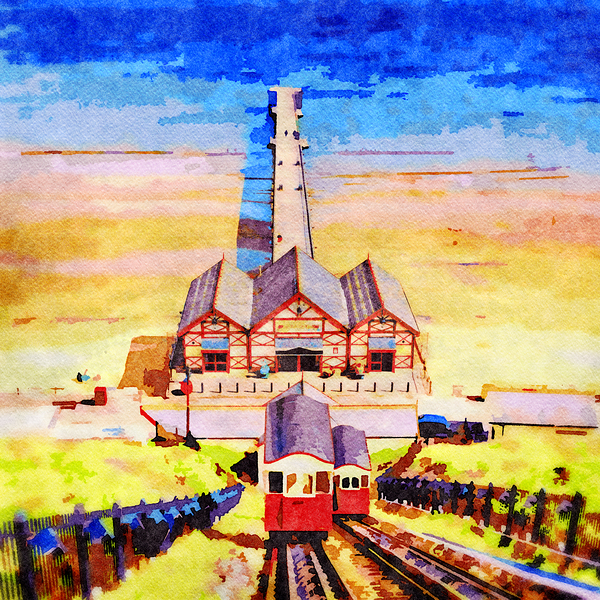Saltburn by the Sea Cliff Railway Watercolour by Travelling Light