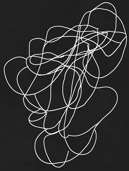 Single Line Scribble White on Black by Travelling Light