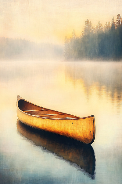 Tranquil Lake and Canoe by Travelling Light