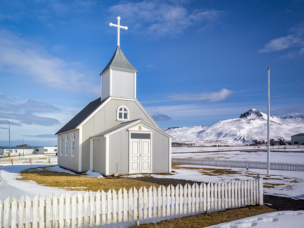 Church at Bakkagerdi Iceland I by Travelling Light