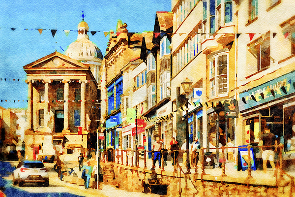 Penzance High Street Cornwall UK Watercolour by Travelling Light