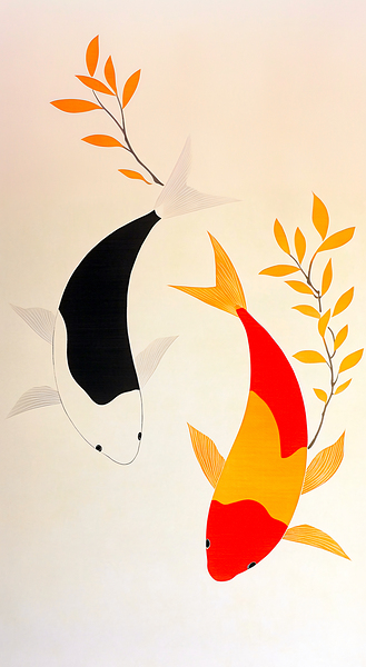 Two Fish in the Japanese Style Print