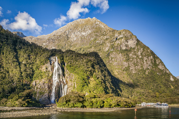 Bowen Falls Milford Sound New Zealand by Travelling Light