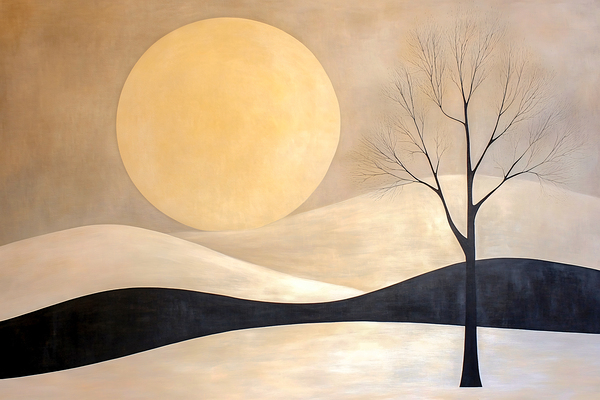 Abstract Winter Landscape Warm Neutral by Travelling Light