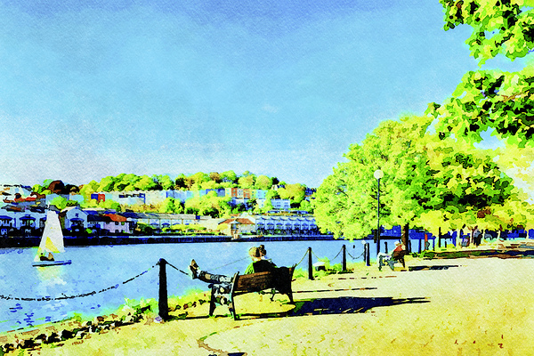 Relaxing at Bristol Docks Watercolour by Travelling Light