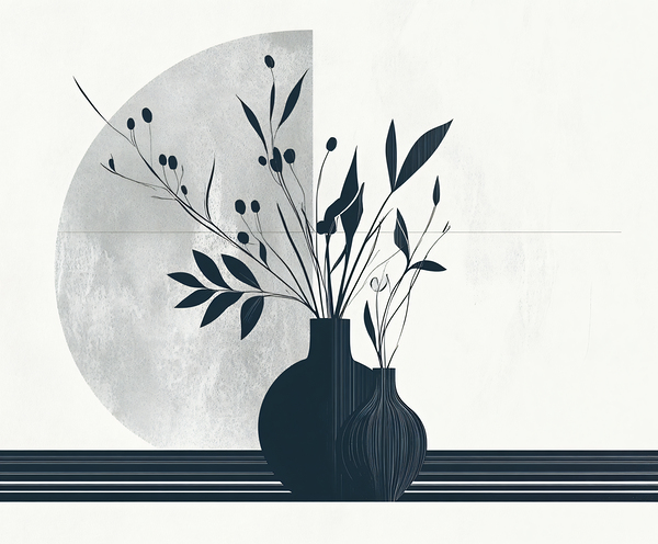 Flower Vase Black and White Print