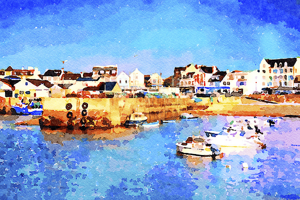 Quiberon Cote Sauvage France Watercolour by Travelling Light