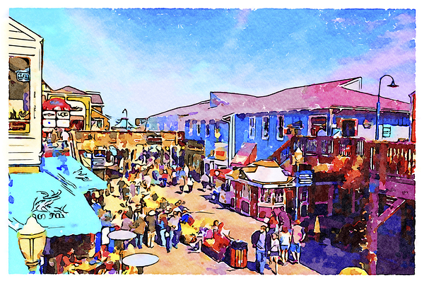 Pier 39 San Francisco Watercolor by Travelling Light