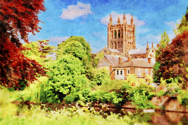 Hereford Cathedral and the Rive Wye by Travelling Light