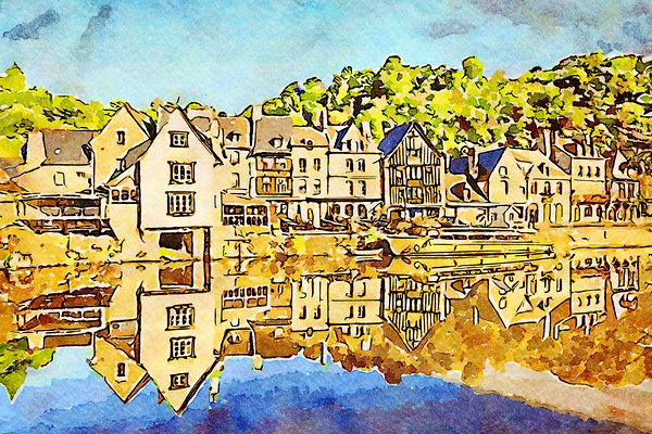 Dinan Brittany France Watercolour by Travelling Light
