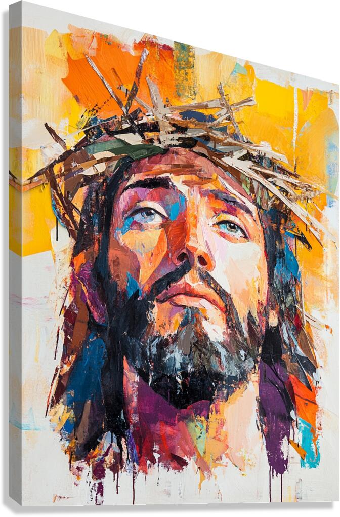 Jesus Bleeding and Wearing Crown of Thorns Canvas Print