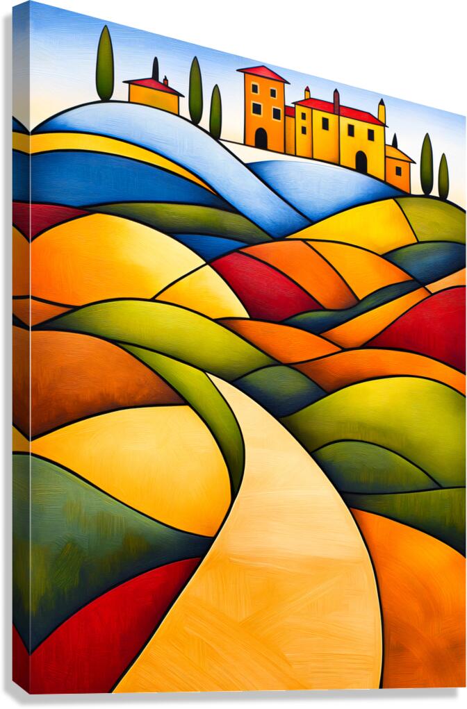 Abstract Italian Hill Village Canvas Print