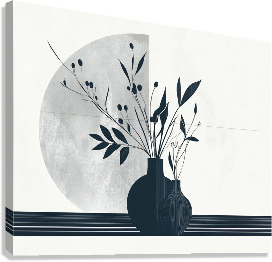 Flower Vase Black and White Canvas Print