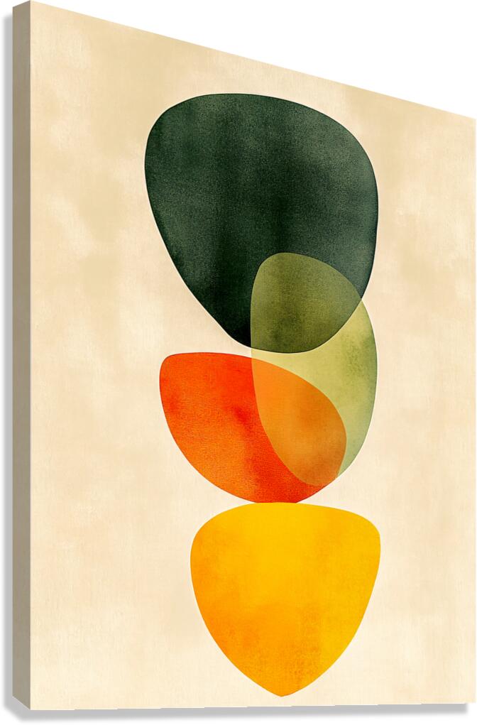 Abstract Shapes in Amber Orange Olive  Canvas Print