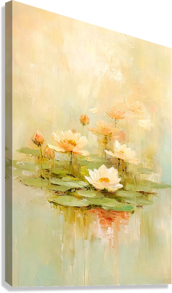 Lily Pond Green Pink Canvas Print