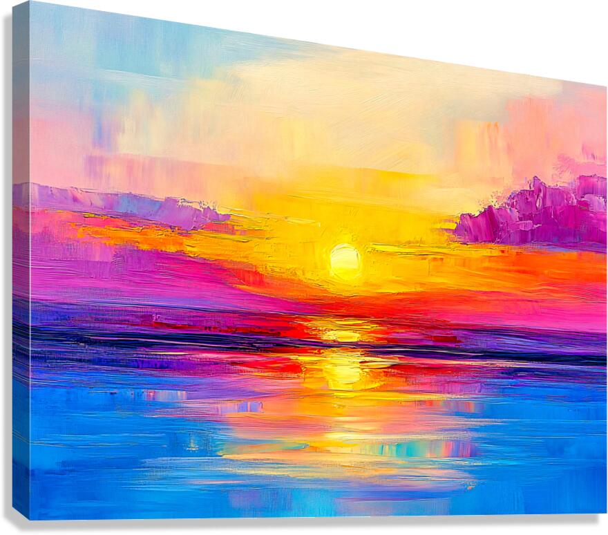 Sunset Over Water Vivid Colors Canvas Print