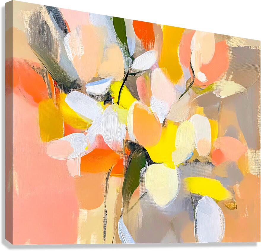 White Flowers Abstract Canvas Print