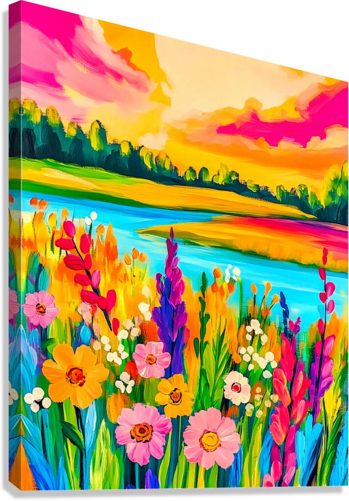 Landscape with Flowers Canvas Print