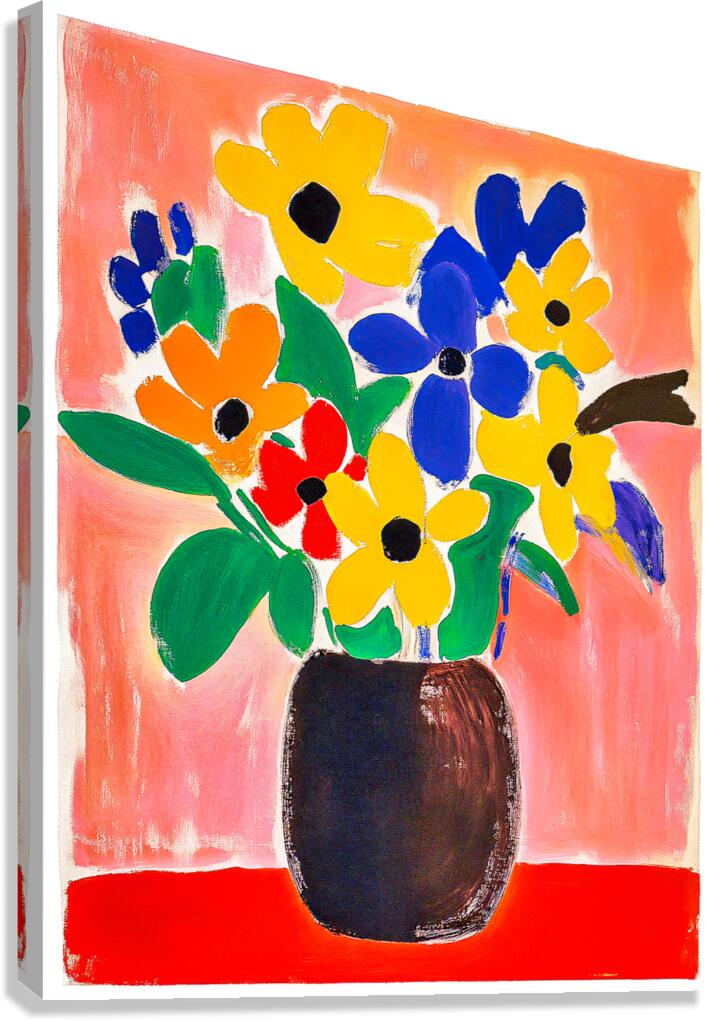 Abstract Vase of Bright Flowers Canvas Print