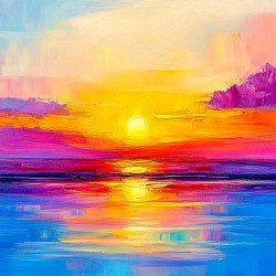 Sunset Over Water Vivid Colors