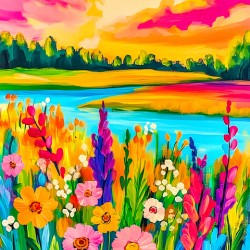 Landscape with Flowers