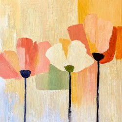 Abstract Pink Poppies Highly Textured