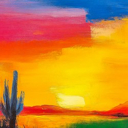 Colourful Desert with Cactus