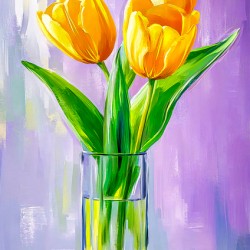 Tulips in a Glass Vase