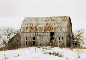 Old barn in winter