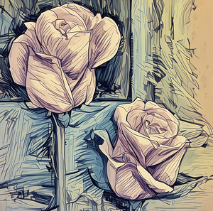 Arte 048 White roses Abstract Painting