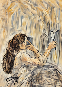 ArtXcl 045 woman phone mirror drawing