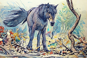 ArtXcl 046 dark brown black wild horse