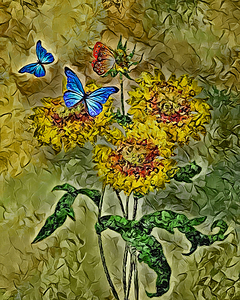 Arte 131 Butterflies oil pastel style