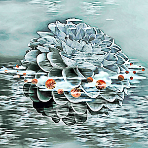 Arte 152 Dahlias in water oil-paint-style
