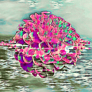 ArtXcl 153 Dahlias in water impressionist-paint-style
