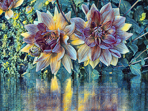 Arte 147 Dahlias Flowers impressionist-paint-style