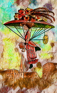 ArtXcl 181 Mary Poppins flight oil-paint-style